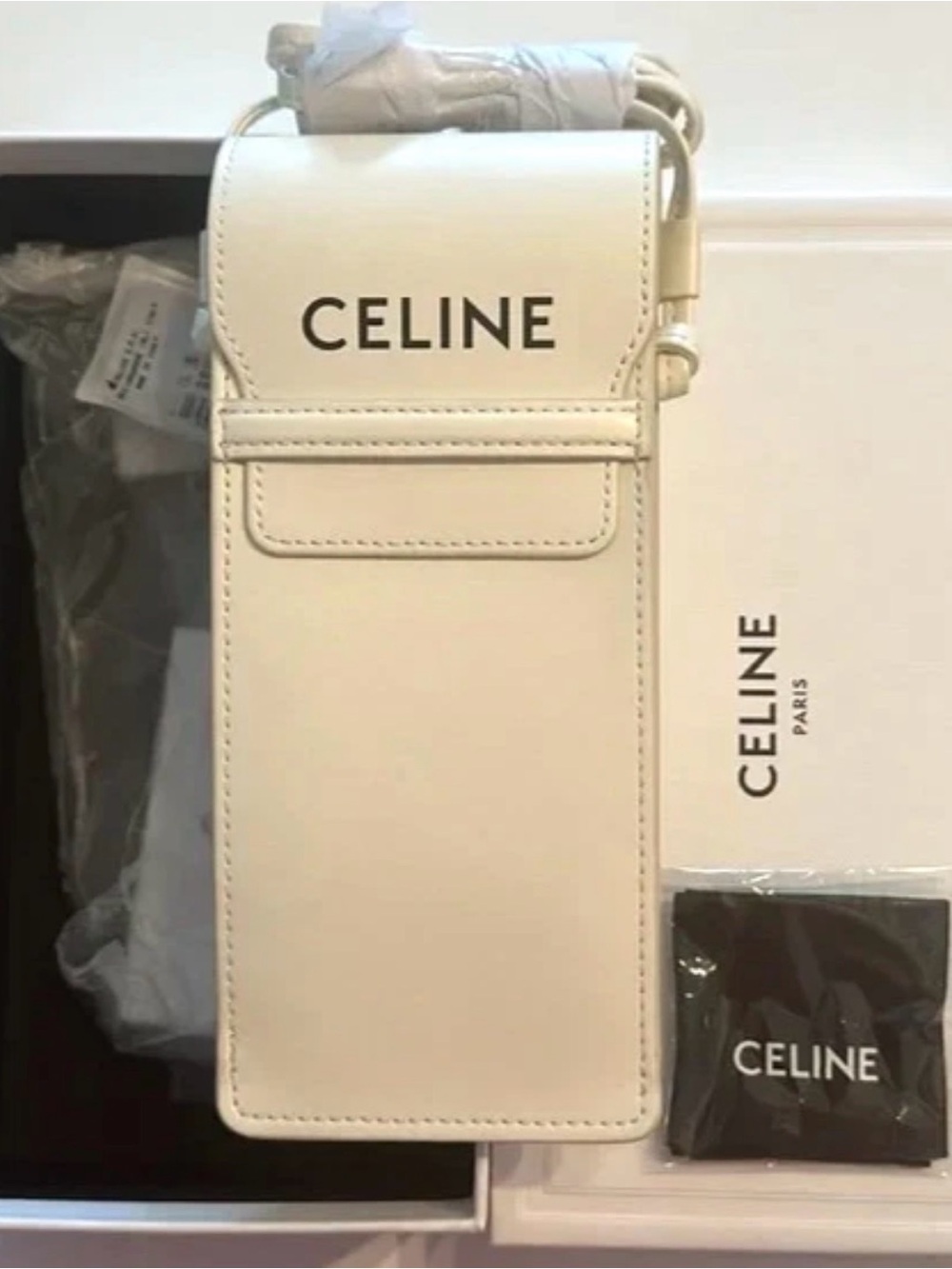 CELINE White Leather Crossbody glasses Case - CELINE